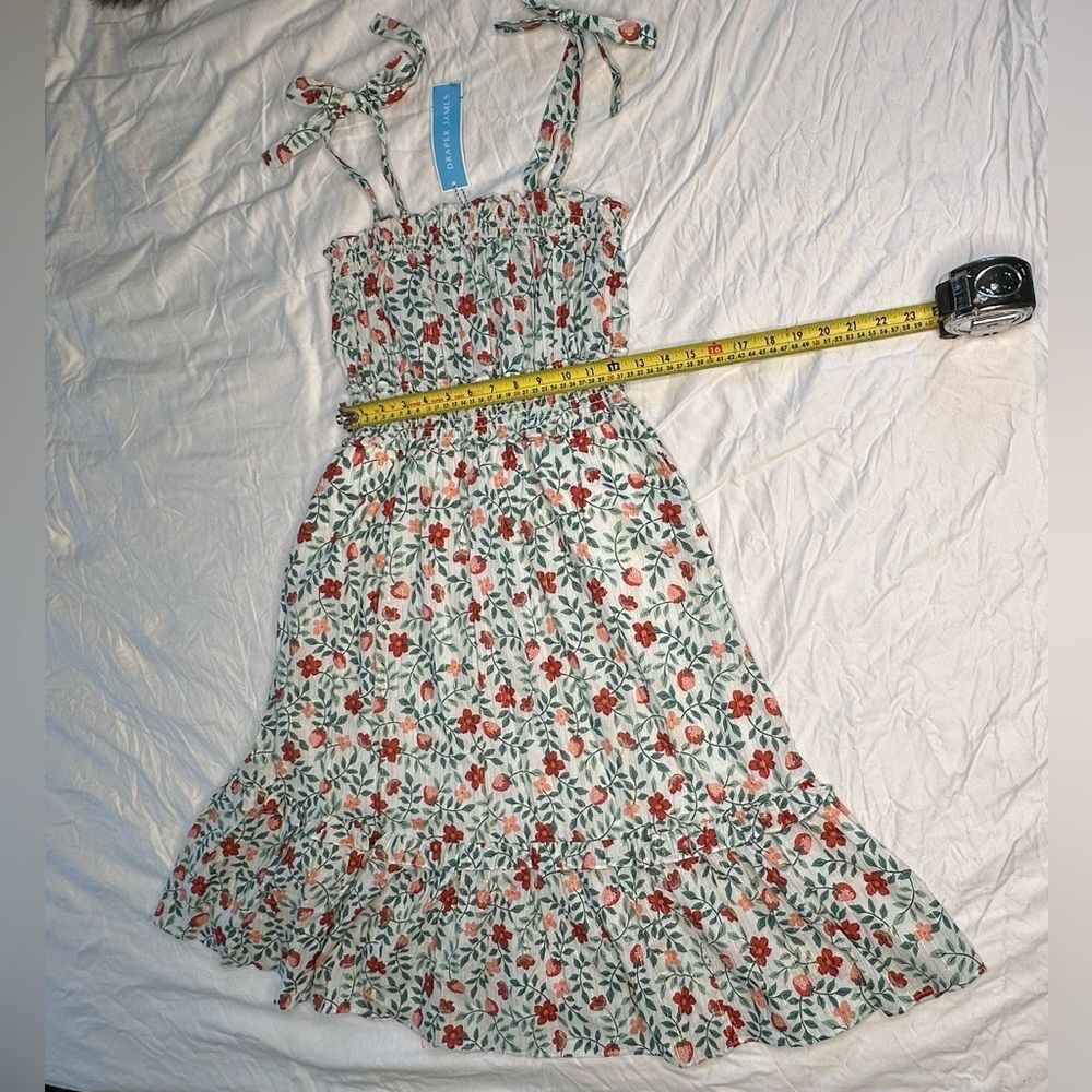 Draper James Taylor Smocked Waist Dress XS NWT Strawberry Floral Cotton - Picture 8 of 11